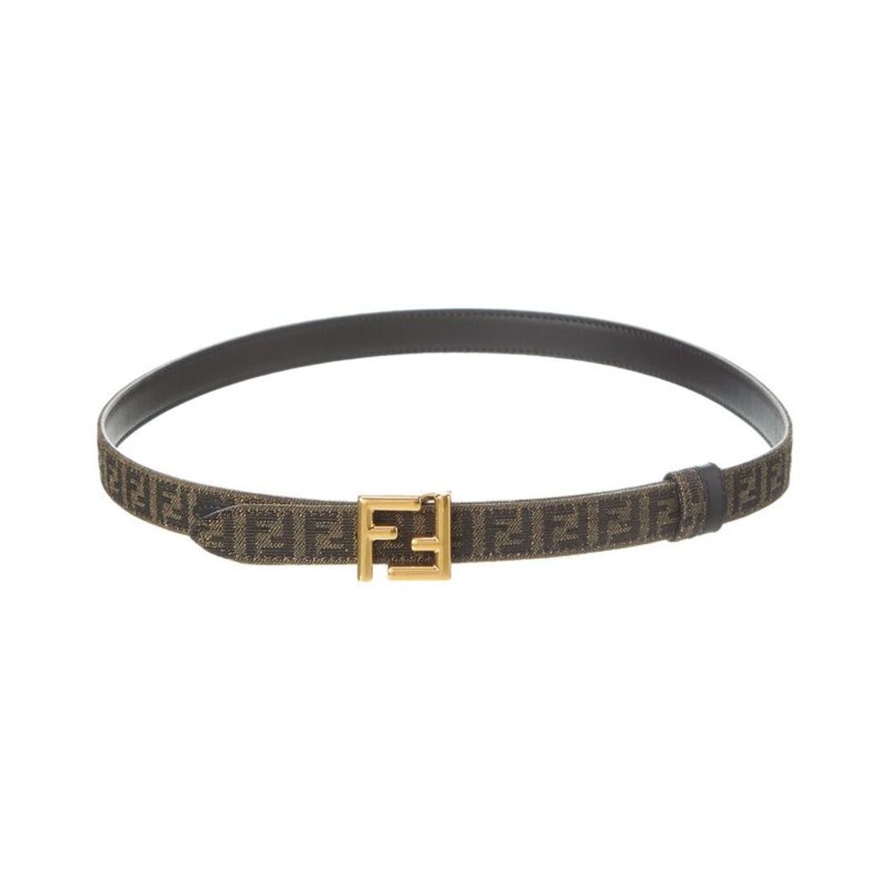 Fendi Ff Reversible Jacquard & Leather Belt, Black